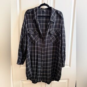 Sanctuary Black and White Plaid Long Top